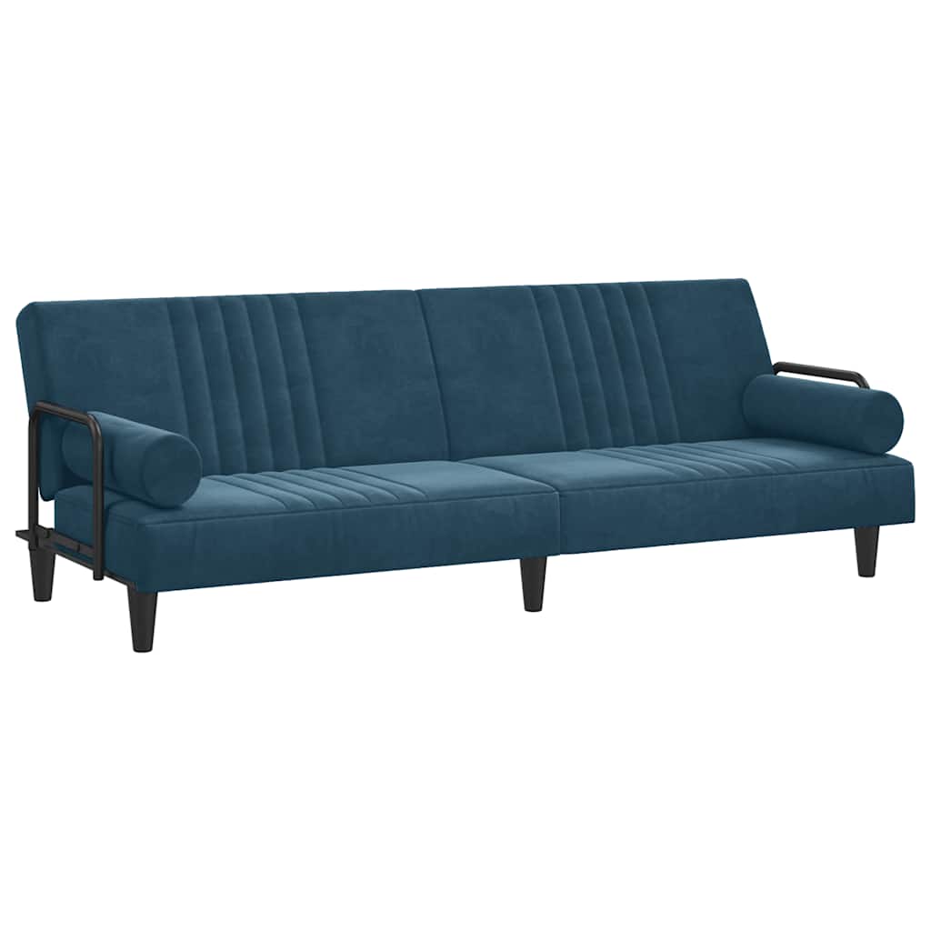 vidaXL Sofá cama con reposabrazos terciopelo azul