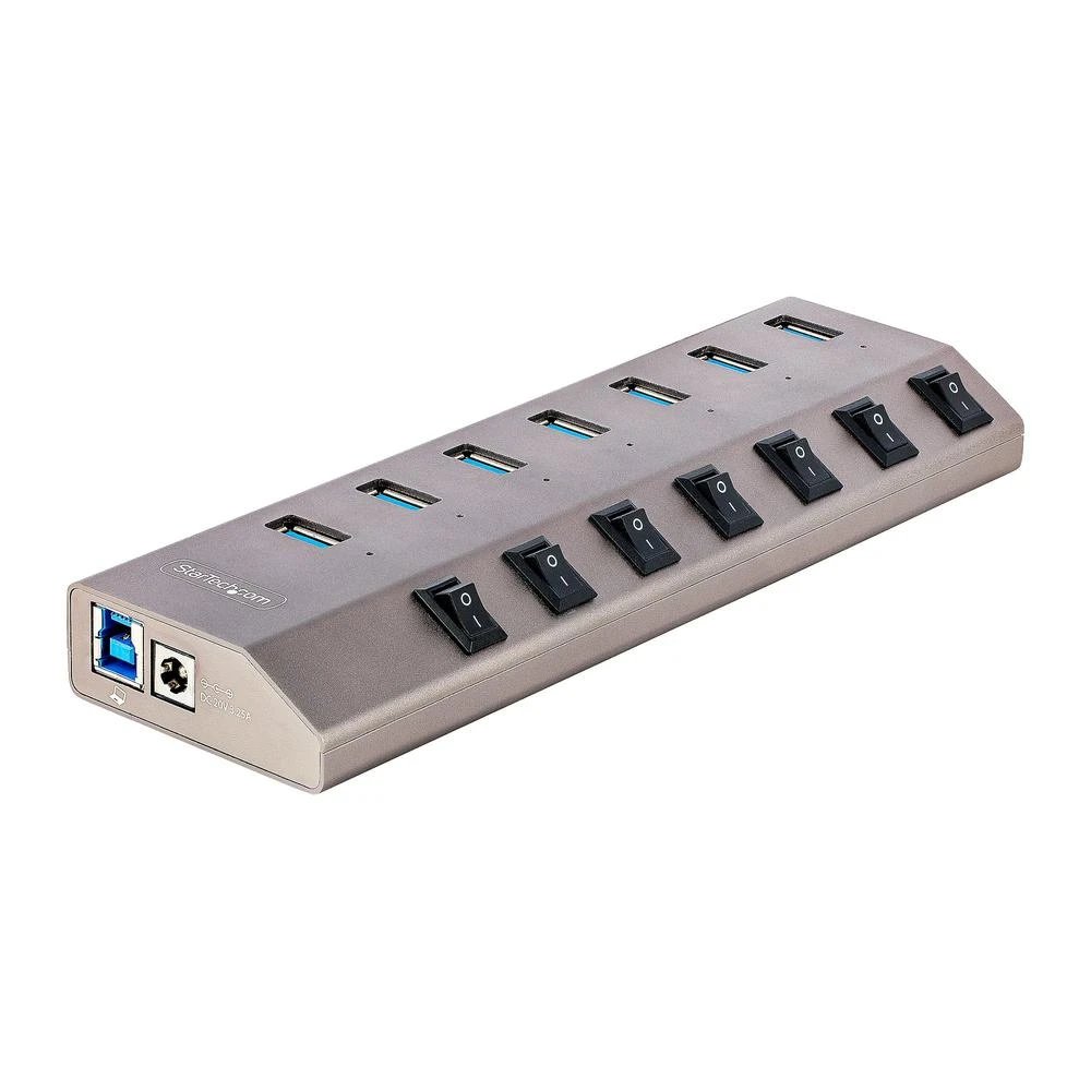 HUB Switch puertos 7 StarTech 5G7AIBS-USB-HUB-EU  | Interruptores individuales de encendido/apagado en cada puerto con indicador LED, Gris