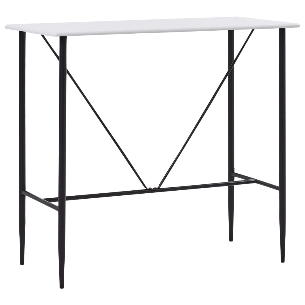 vidaXL Mesa alta de cocina MDF 120x60x110 cm en color Blanco/Negro | estructura resistente ideal para salón dormitorio o estudio