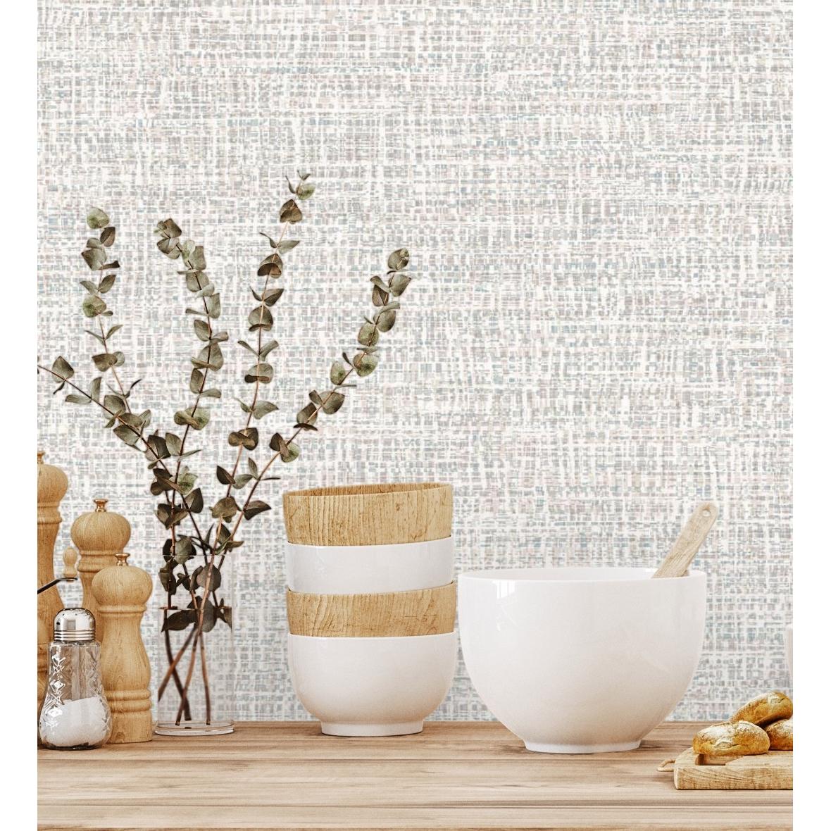 Papel pintado vinílico imitando la tela jaspeada con textura en relieve - Kilamba 681014 de GAULAN - Rollo de 10 m x 1,06 m