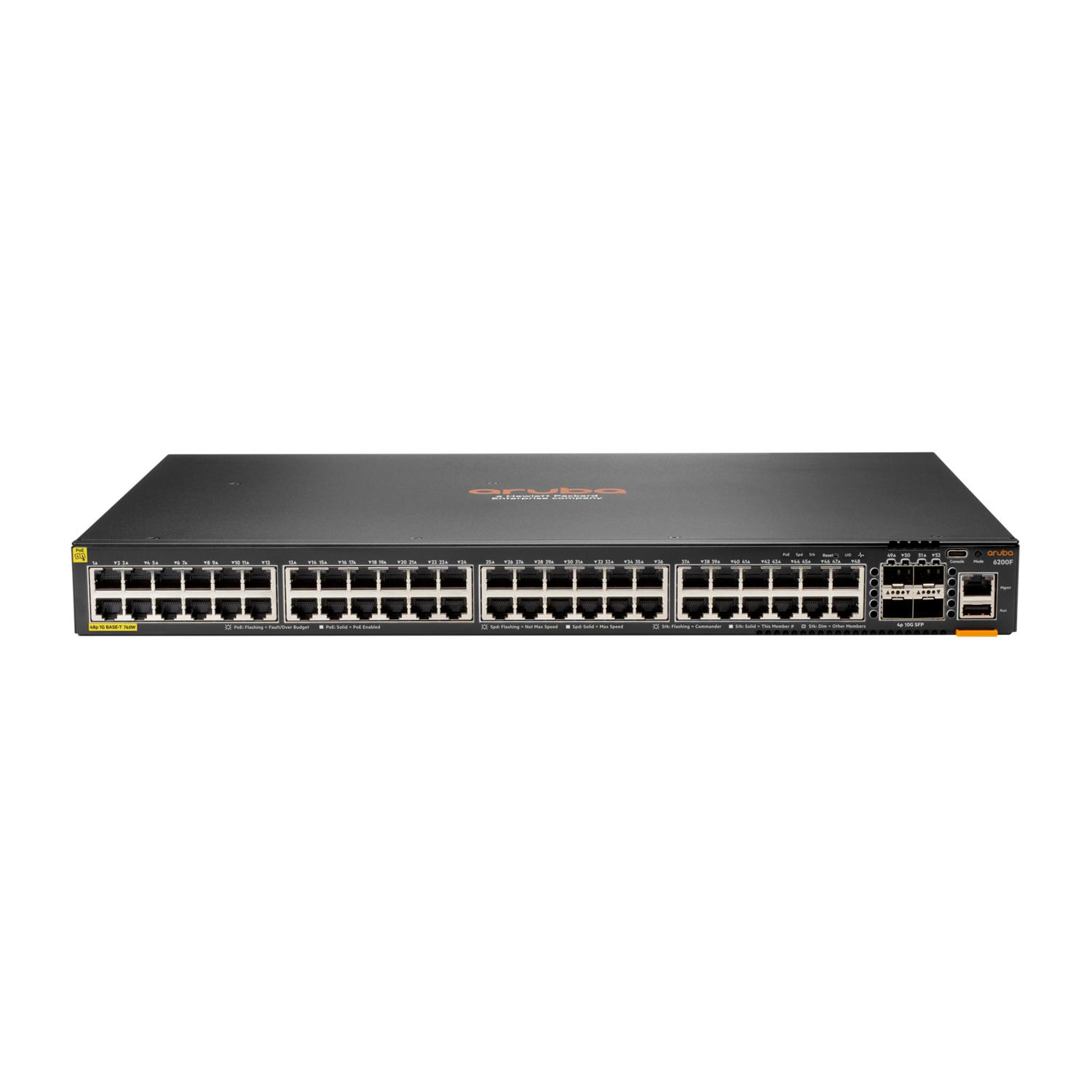 Aruba CX 6200F 48G Class-4 PoE 4SFP+ 740W Gestionado L3 Gigabit Ethernet (10/100/1000) Energía sobre Ethernet (PoE) 1U