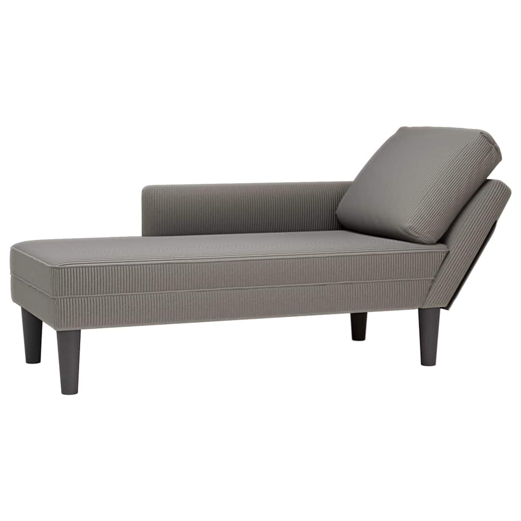 vidaXL Chaise longue con cojín de tela de pana gris claro