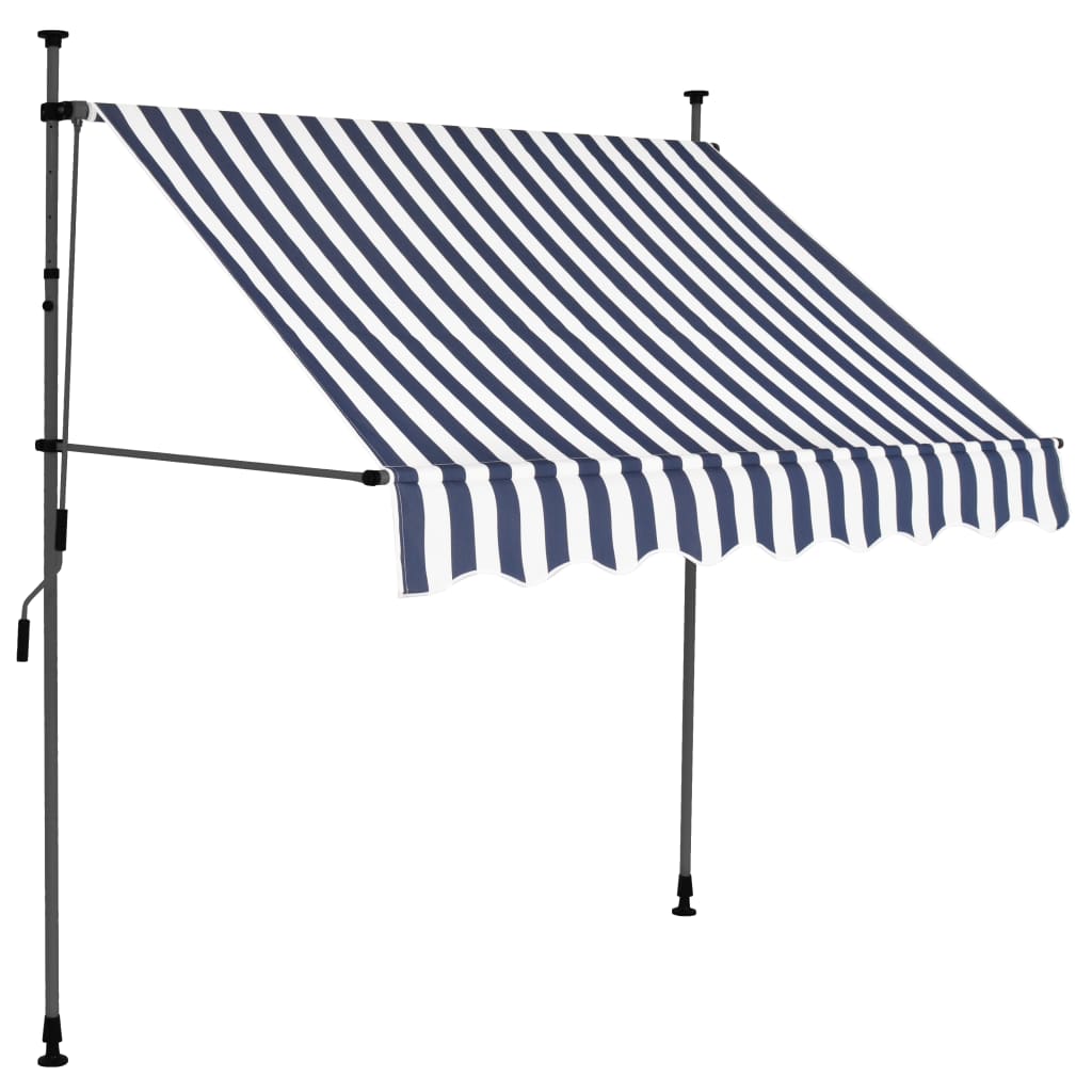Vidaxl Toldo Manual Retráctil con LED 200 Cm Color Azul, Amarillo y Blanco, Naranja y Más Protección Rayos UV para Terraza Patio Exterior Jardín