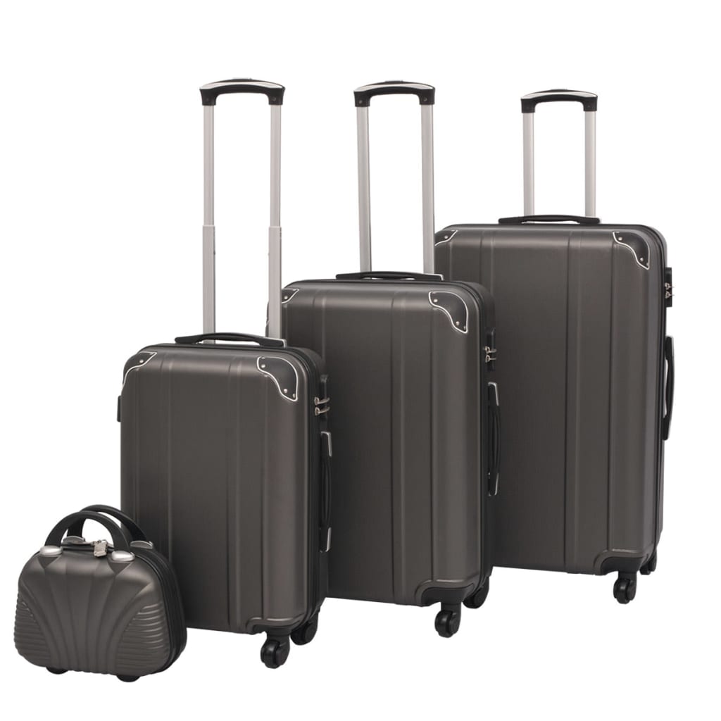 vidaXL Juedo de Maletas Rígidas Trolleys de Ruedas 4 Uds Set Equipaje Color Café,  champán,  Antracita y mas