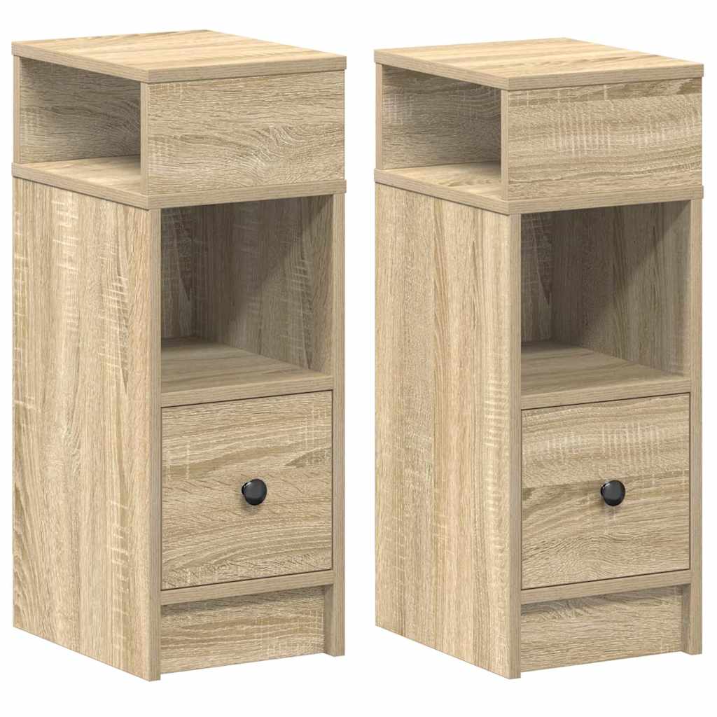 vidaXL Mesitas de noche (2 unidades) con cajón 25x31x66 cm Multicolor