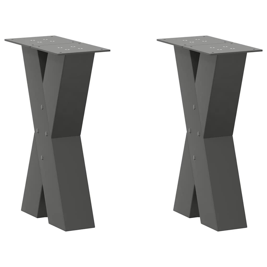 vidaXL Patas para mesa de centro en forma de X (2 unidades) 38 x (42-43) cm, acero