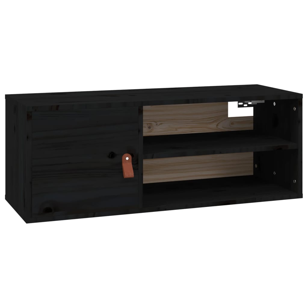 vidaXL Armario de pared de madera maciza de pino negro 80x30x30 cm