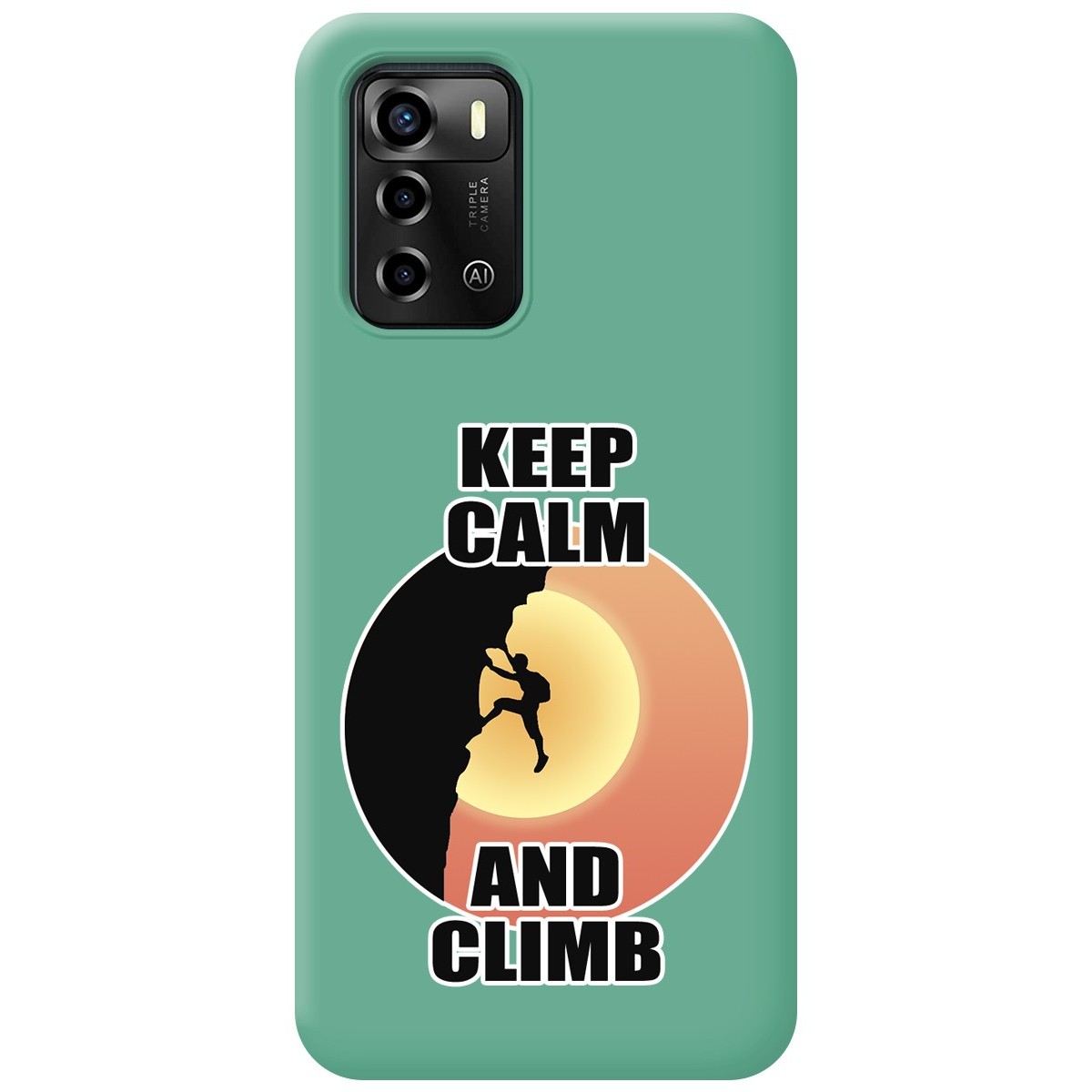 Funda Silicona Líquida Verde para ZTE Blade A72 diseño Hombre Escalada Dibujos