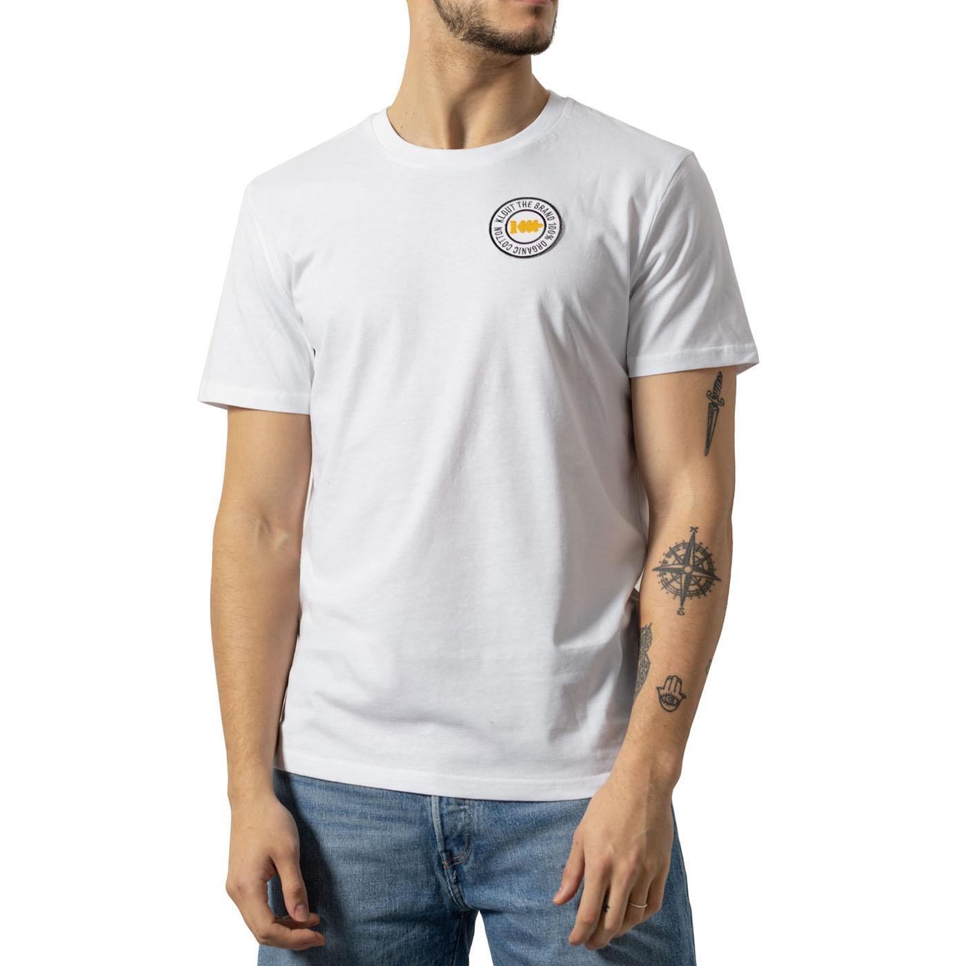 KLOUT - Camiseta Hombre Klout Sello Blanca de Algodón Orgánico