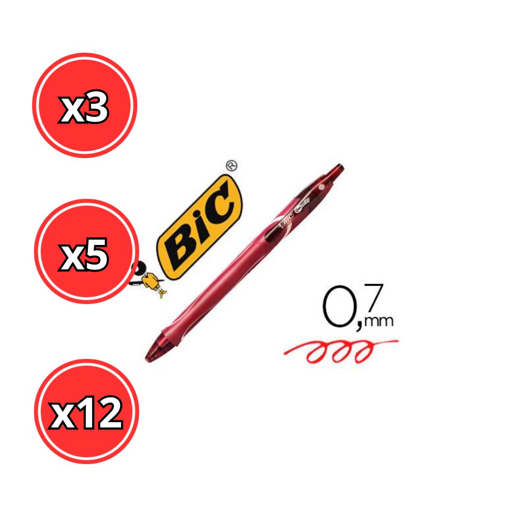 BOLIGRAFO BIC GEL-OCITY QUICK DRY 0.7 PACK DE 3, 5 Y 12 UNIDADES