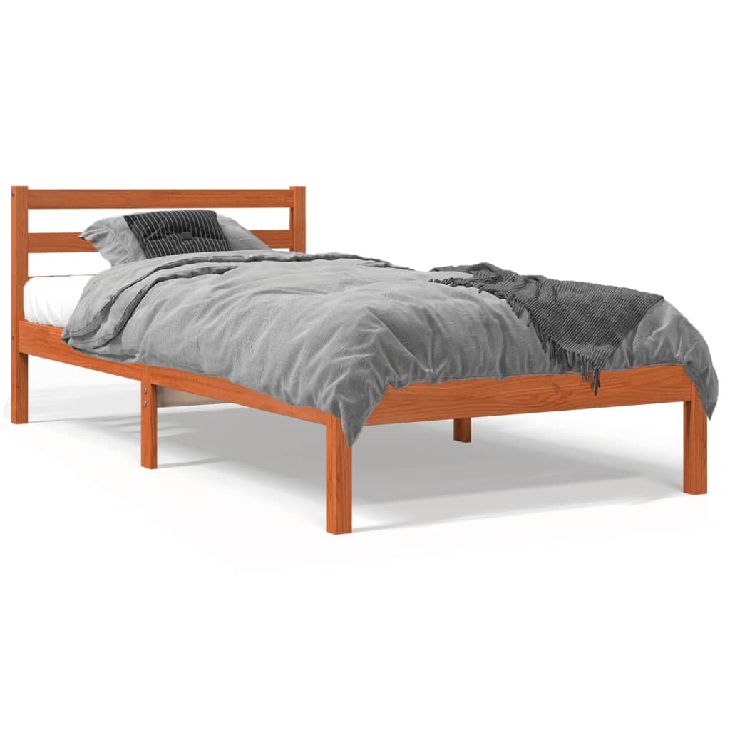 vidaXL Estructura de cama sin colchón madera maciza marrón 90x190 cm