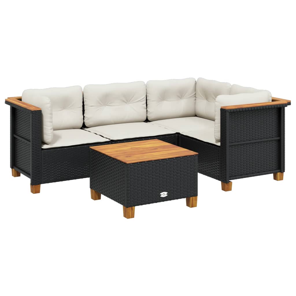 vidaXL Set de muebles de jardín 5 pzas y cojines ratán sintético negro