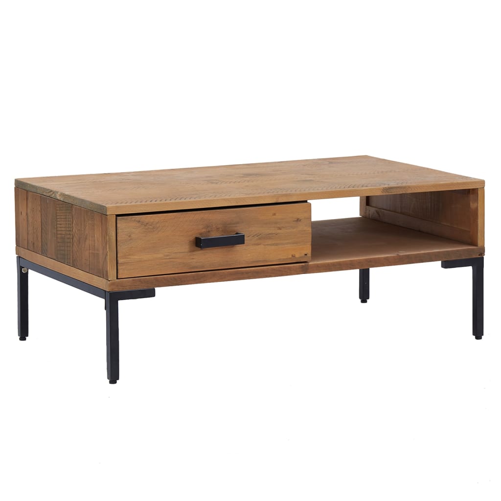 Vidaxl Mesa de Centro de Madera Maciza de Pino 90x50x35 Cm Marrón
