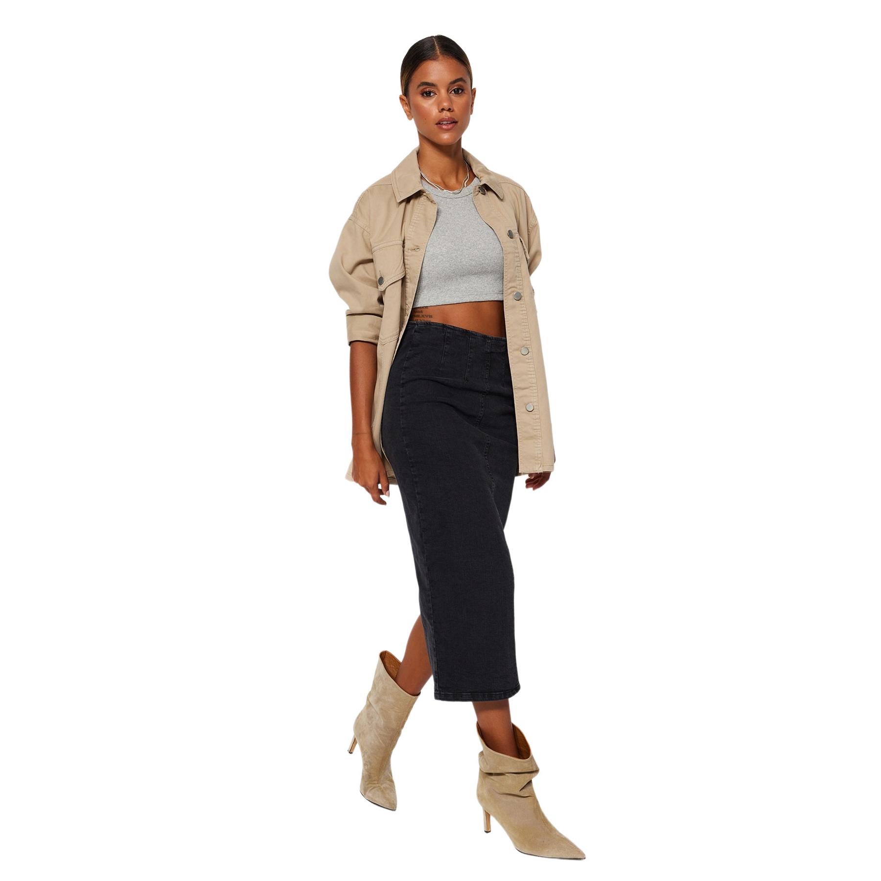 Trendyol Blue More Sustainable Stitch Detail Midi Pencil Denim Skirt Twoaw24Et00057