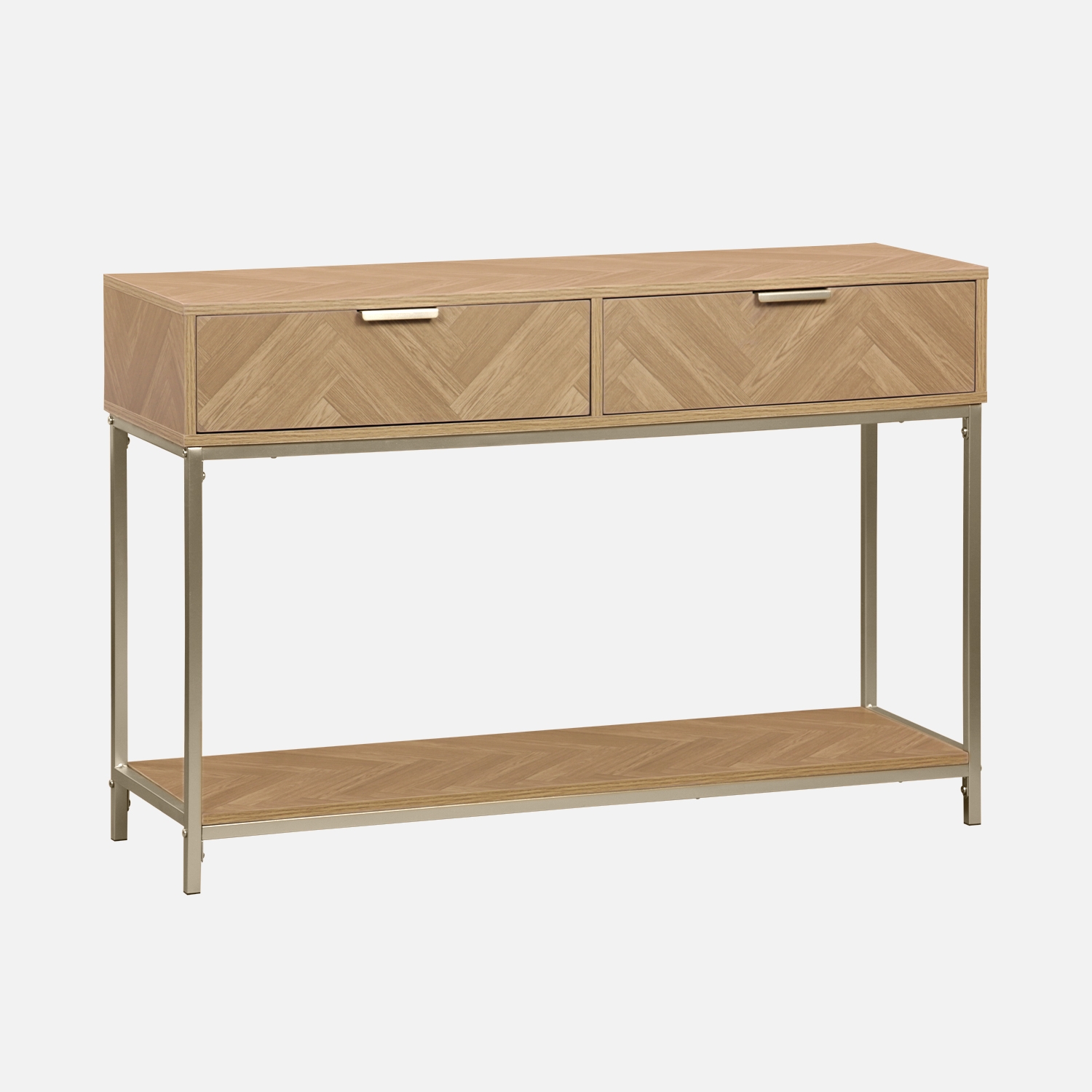 sweeek - Consola de madera con efecto espiga y 2 cajones, 110cm , Budapest , 110x35x75