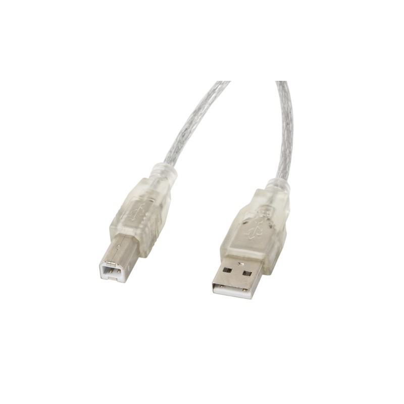 Lanberg - CA-USBA-12CC-0030-TR cable USB USB 2.0 3 m USB B Transparente CA-USBA-12CC-0030-TR