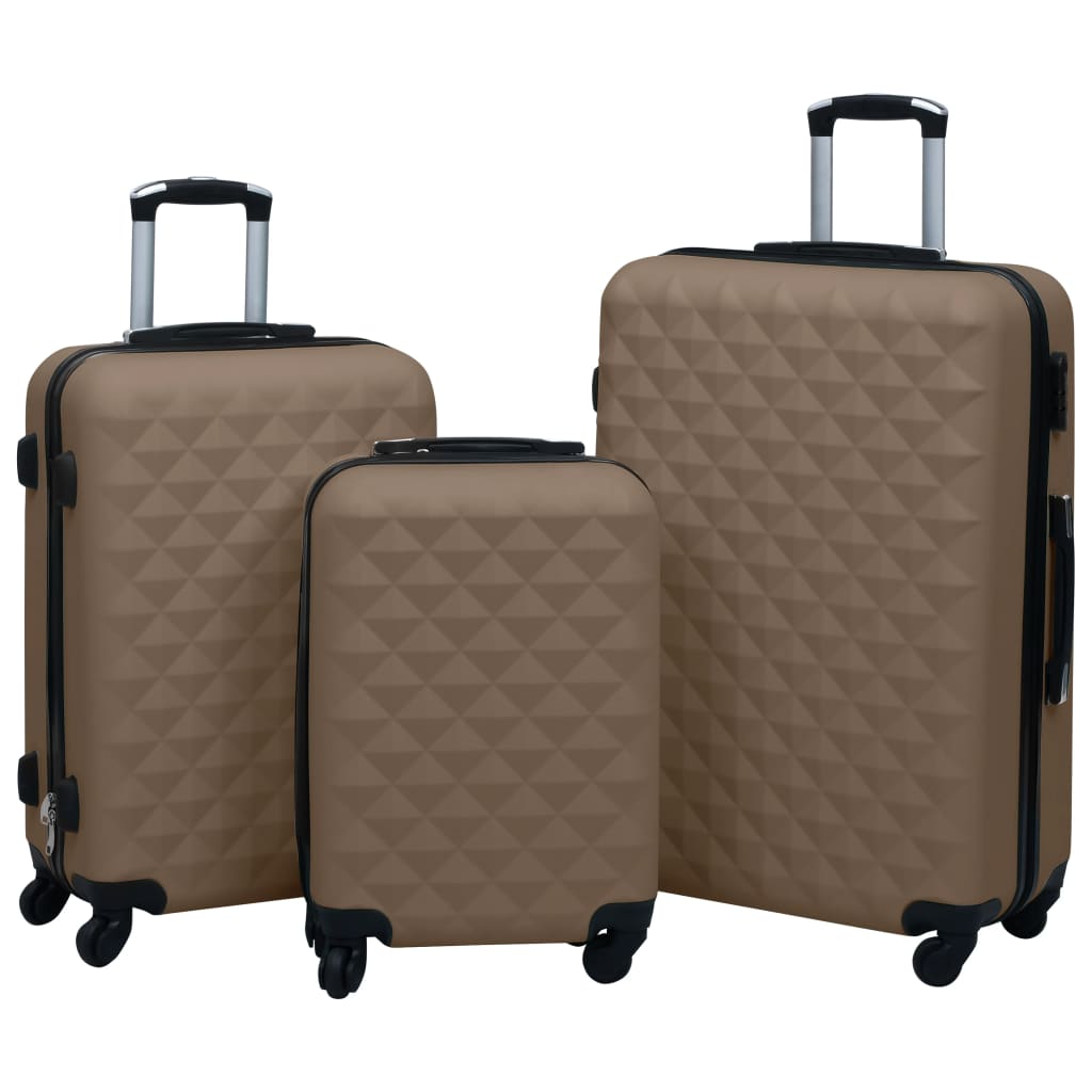 vidaXL Juego de Maletas Rígidas 3 Piezas ABS Rosa Trolley Equipaje de Viaje Color Rosa,  Dorado,  Marrón y mas
