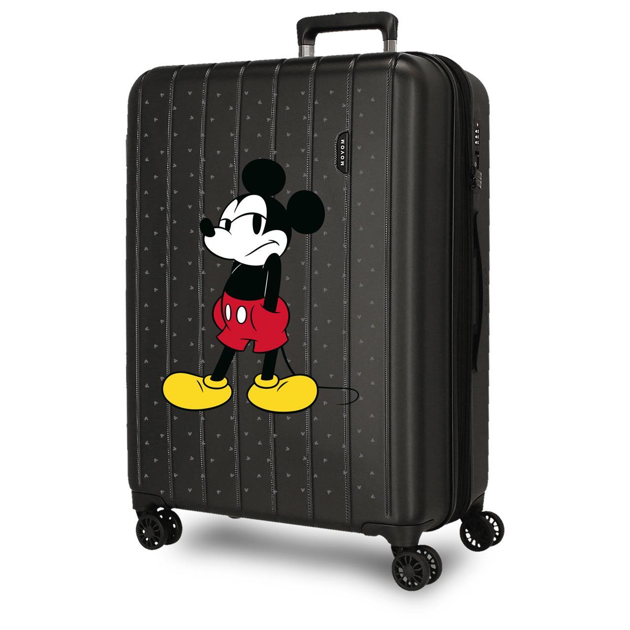 Maleta Mediana Disney Mickey & Minnie de 48 cm, ABS Resistente, 72L, Expandible, 4 Ruedas 360°, Cierre TSA