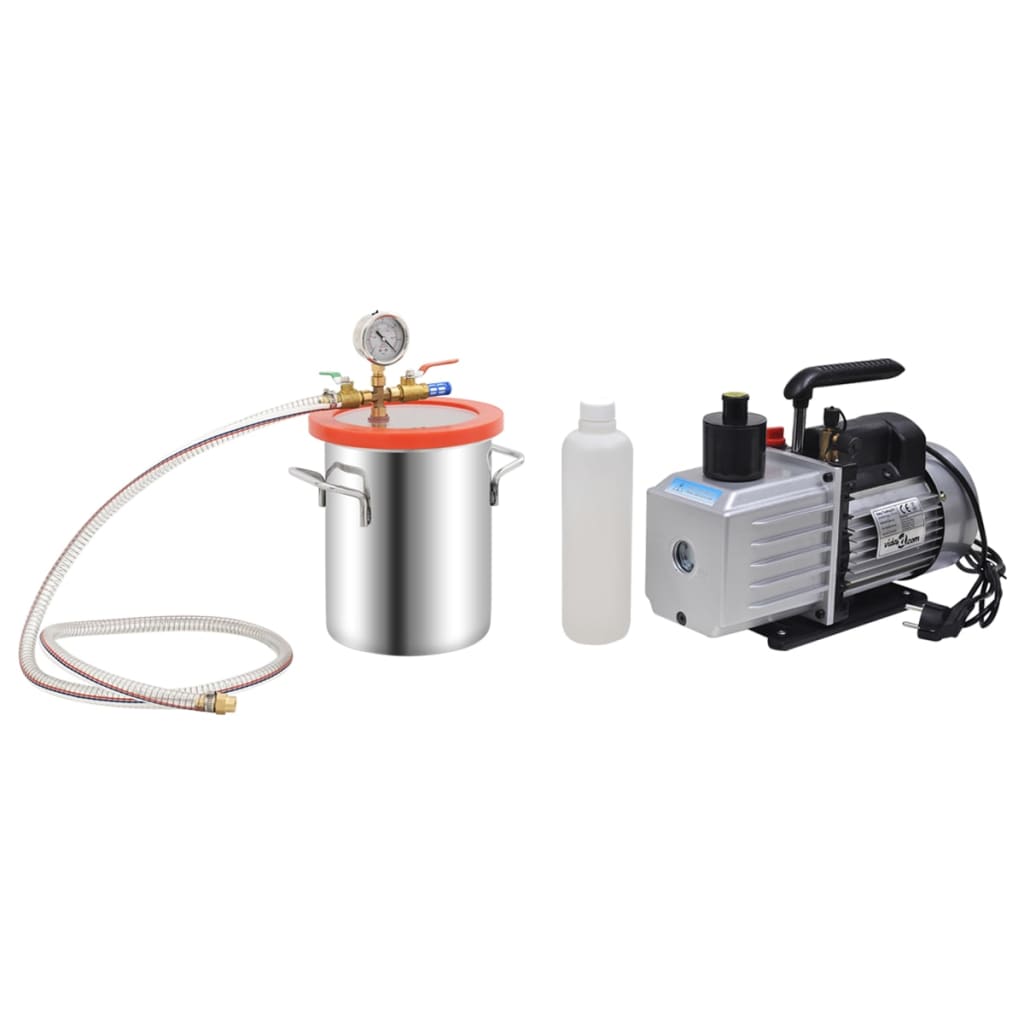 vidaXL Cámara de Vacío con Bomba de 2 Etapas Sellada Refrigeración Capacidad 3.7 l, 5.5 l, 7.4 l