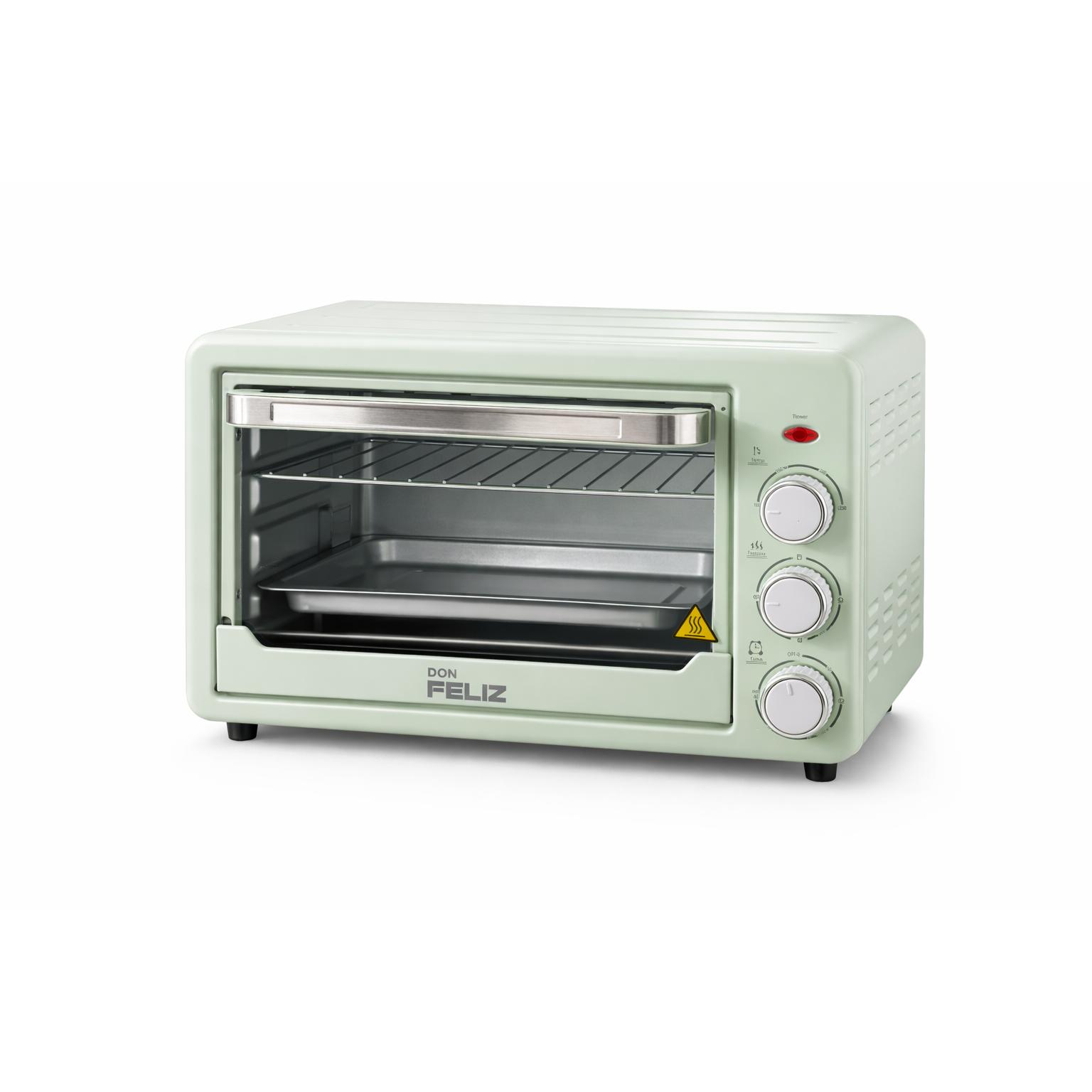 Horno de sobremesa Verde, 22 L, Potecia 1500 W, Hasta 250ºC, 3 modos de calor: grill, calor base, y combinada, Puerta cristal, Temporizador 60 min