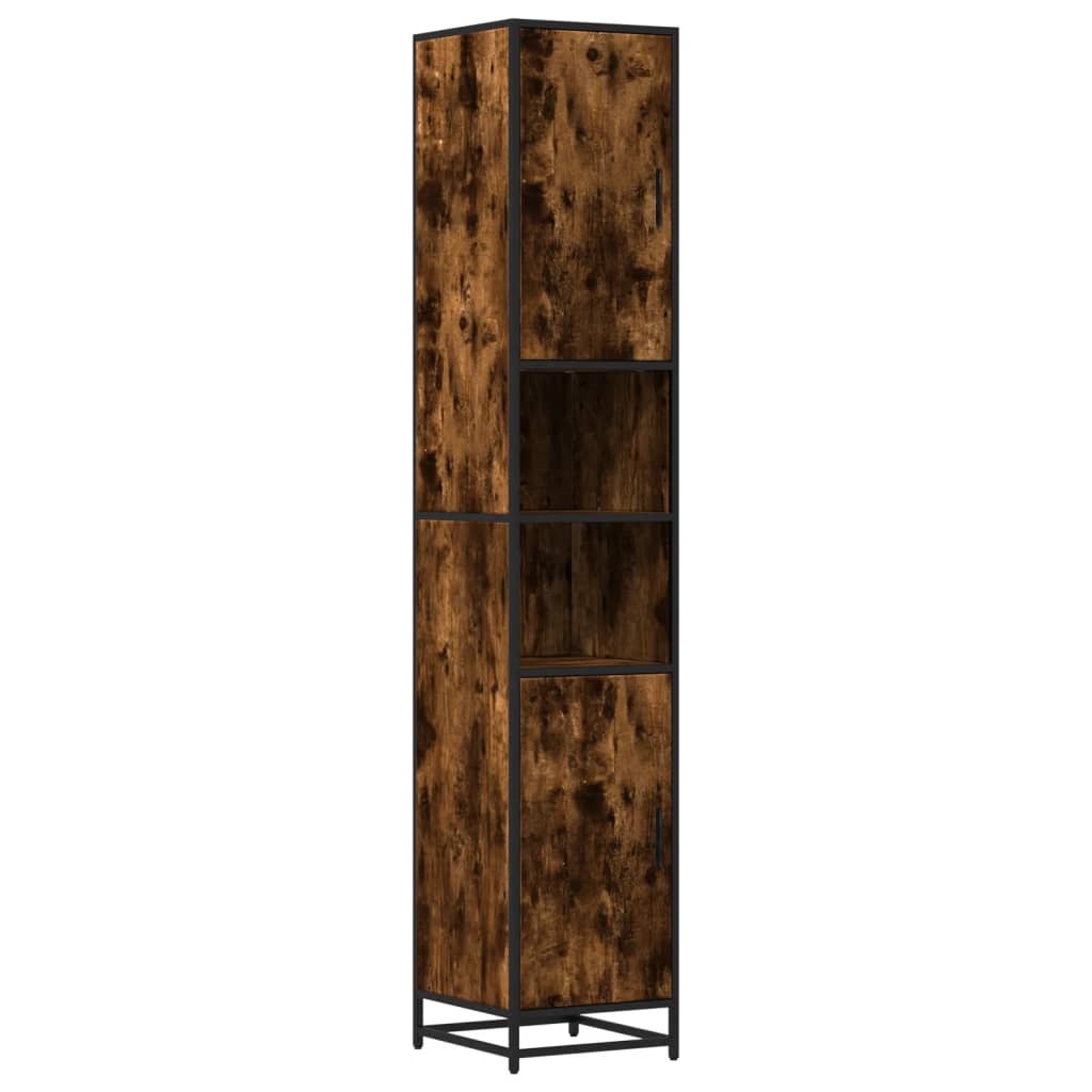 vidaXL Armario de baño madera y metal roble ahumado 35x37,5x188,5 cm