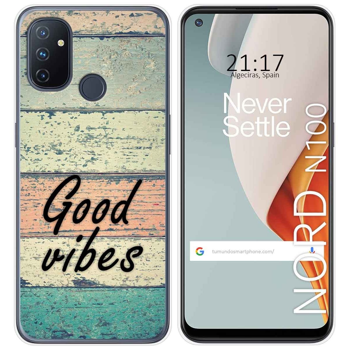 Tumundosmartphone Funda Gel Tpu para Oneplus Nord N100 diseño Madera 01 Dibujos