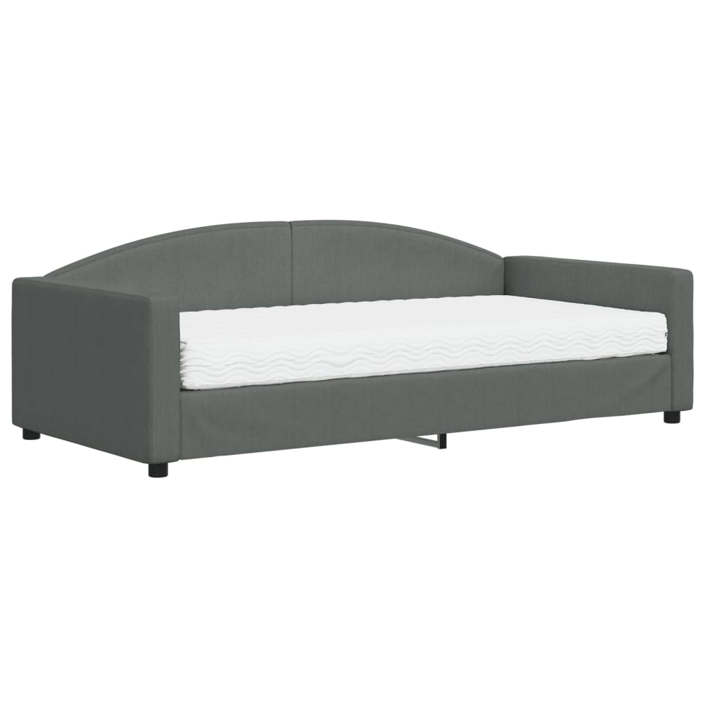 vidaXL Sofá cama con colchón tela gris oscuro 100x200 cm