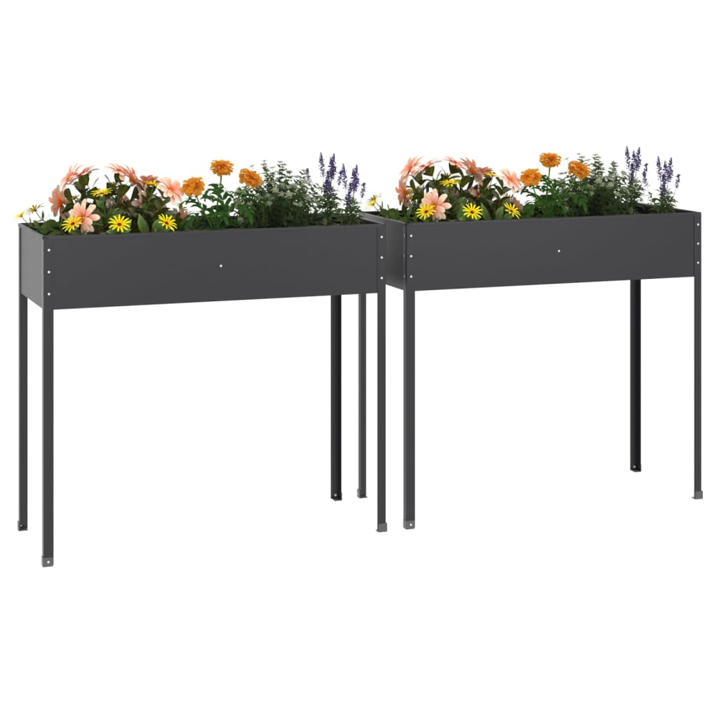 vidaXL Jardineras (2 unidades) acero galvanizado gris antracita
