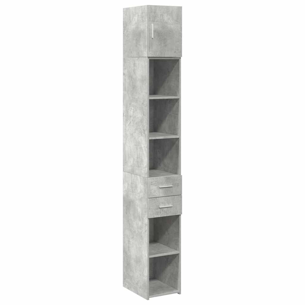vidaXL Armario estrecho madera ingeniería gris hormigón 30x42,5x225 cm