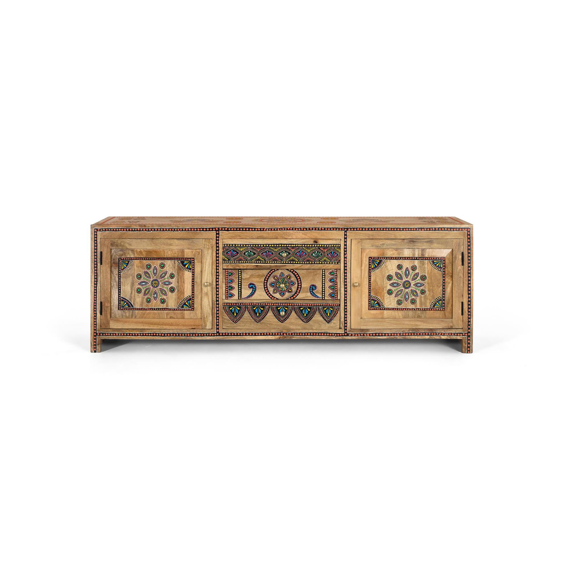 Mueble de TV fabricado a mano en madera de mango 150cm