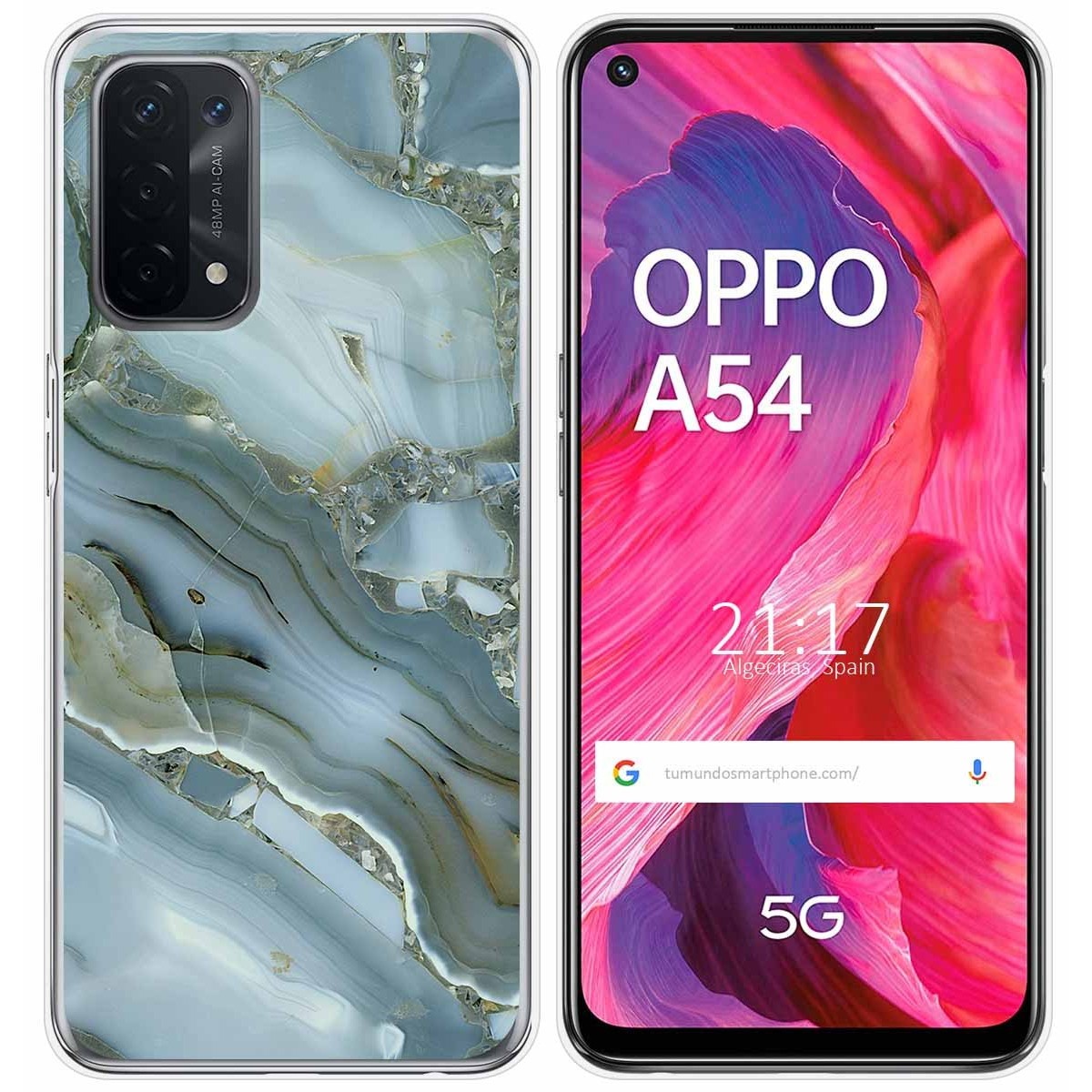 Tumundosmartphone Funda Gel Tpu para Oppo A54 5G / A74 5G diseño Mármol 09 Dibujos