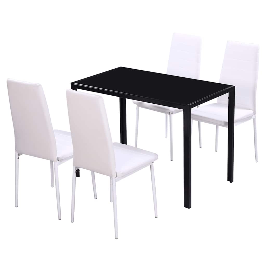 vidaXL Conjunto de mesa de comedor 5 piezas blanco y negro