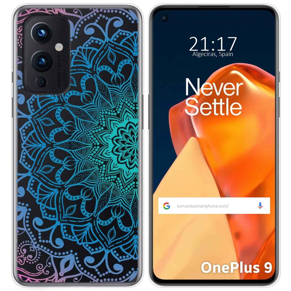 Tumundosmartphone Funda Gel Transparente para OnePlus 9 5G diseño Mandala Dibujos