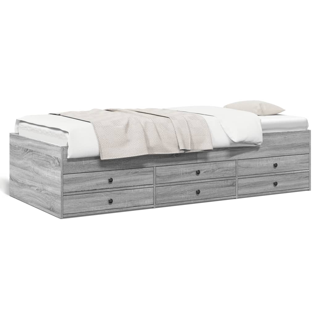 vidaXL Sofá cama con cajones sin colchón gris Sonoma 90x190 cm