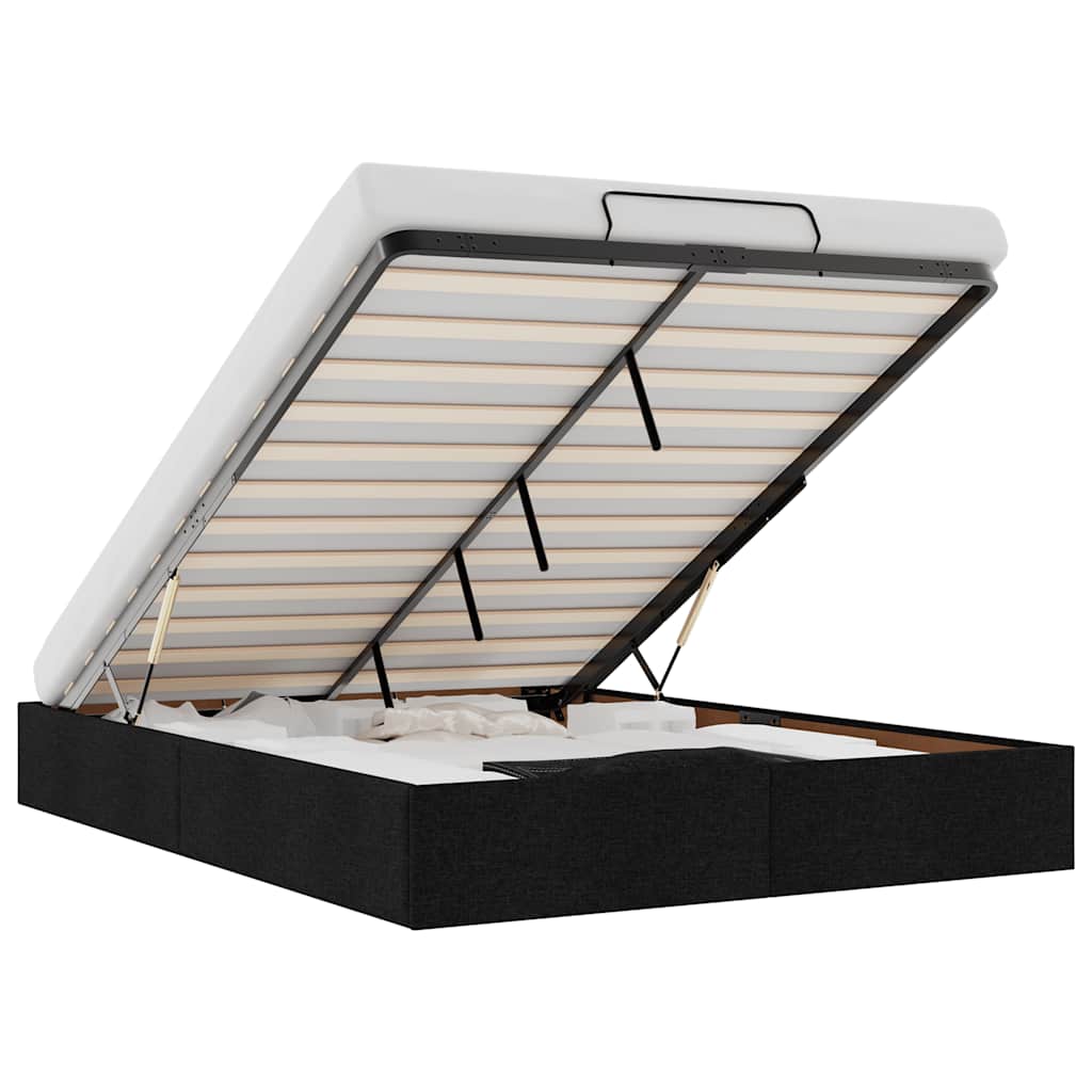 vidaXL Estructura cama otomana sin colchón tela negra 140x190 cm