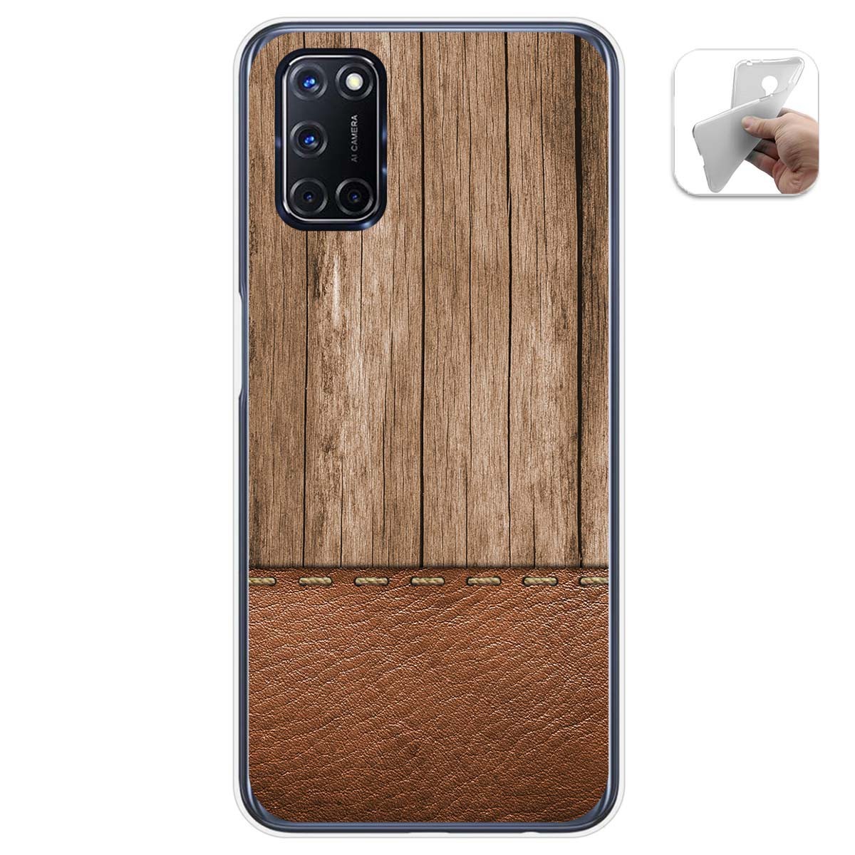 Tumundosmartphone Funda Gel Tpu para Oppo A52 / Oppo A72 diseño Madera 09 Dibujos