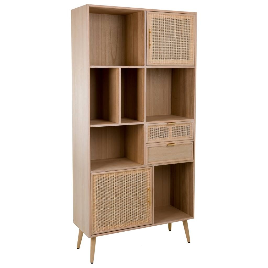 Wonderlust Deco - Estantería de MDF y rejilla marrón 90x37x189 Marrón 90x37x189h cm