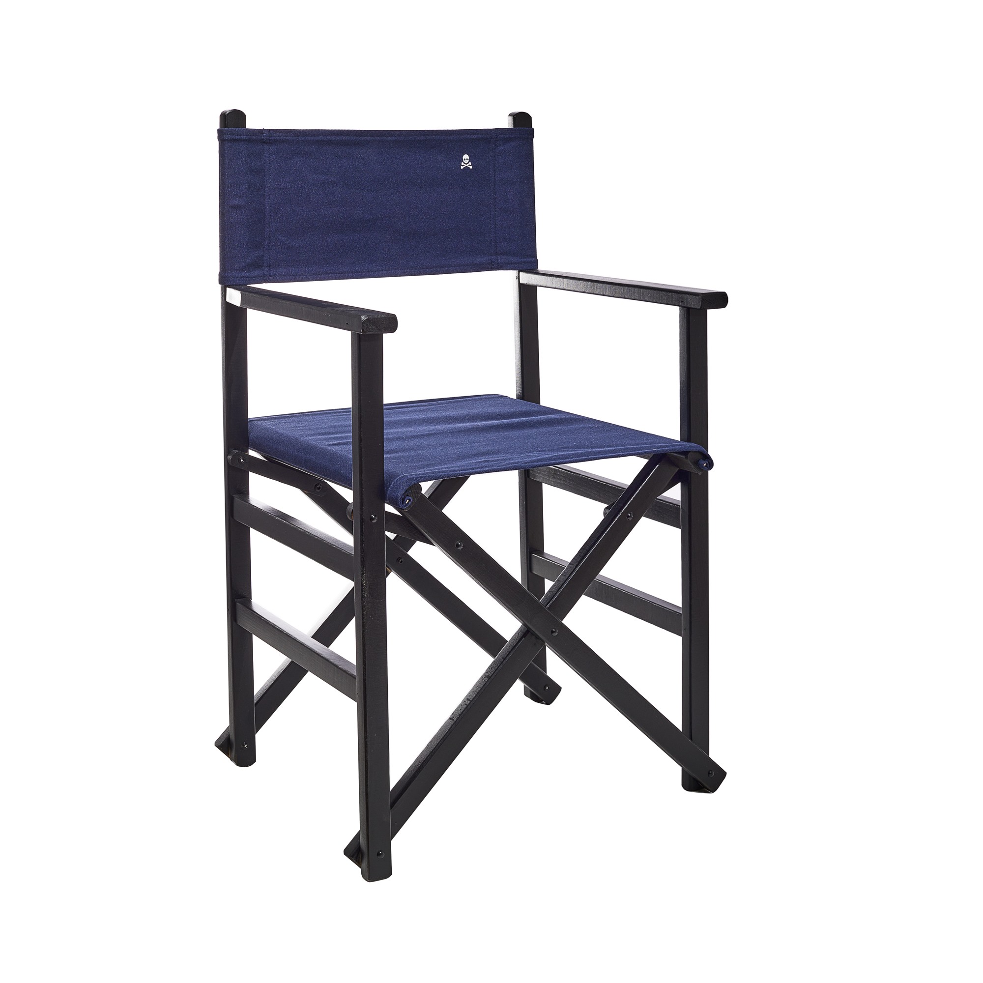 Scalpers Home Sillón director plegable de madera de haya en color wengué con lona azul oscuro