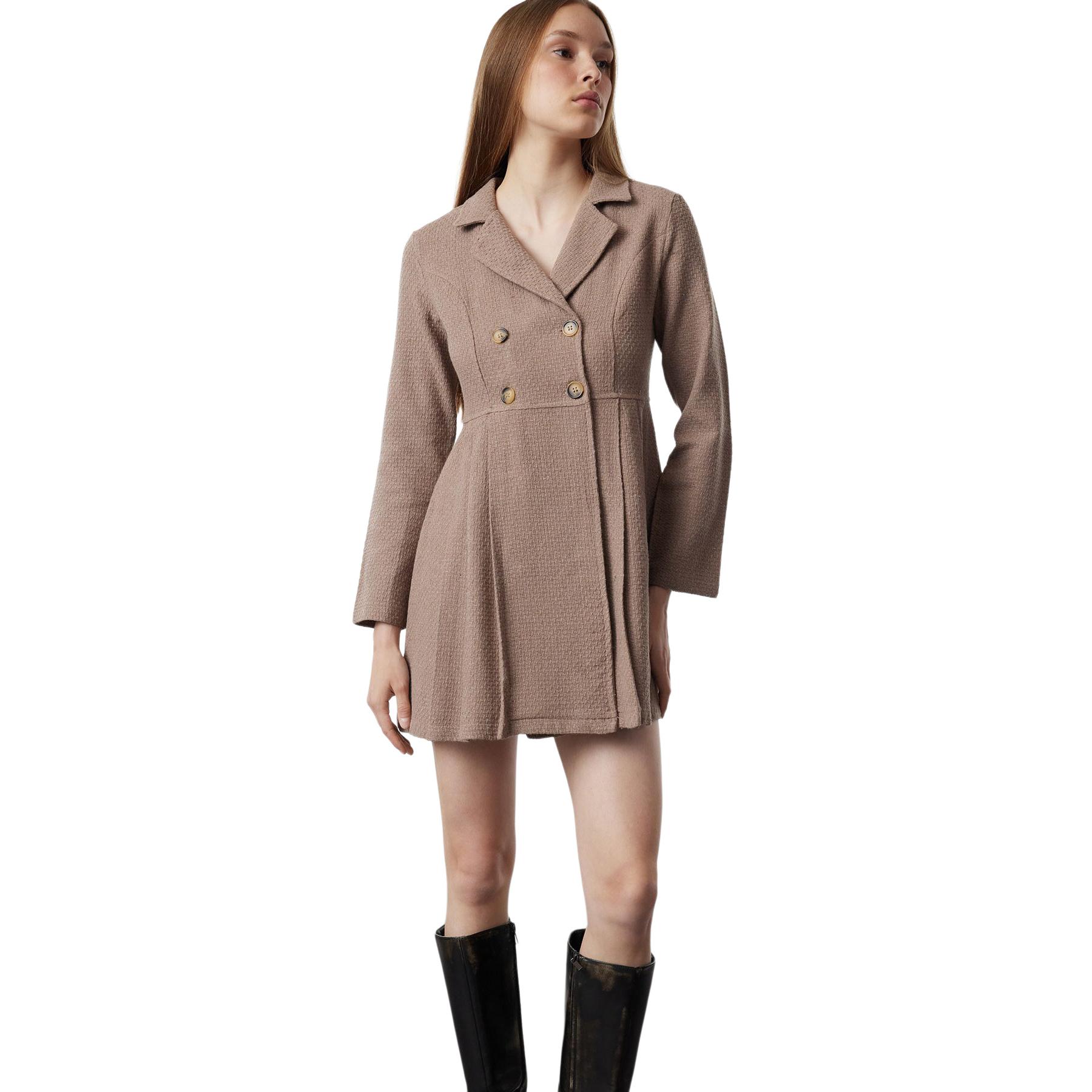 Trendyol Mujer Marrón Vestido De De Algodón | Diseño Moderno Talla 42