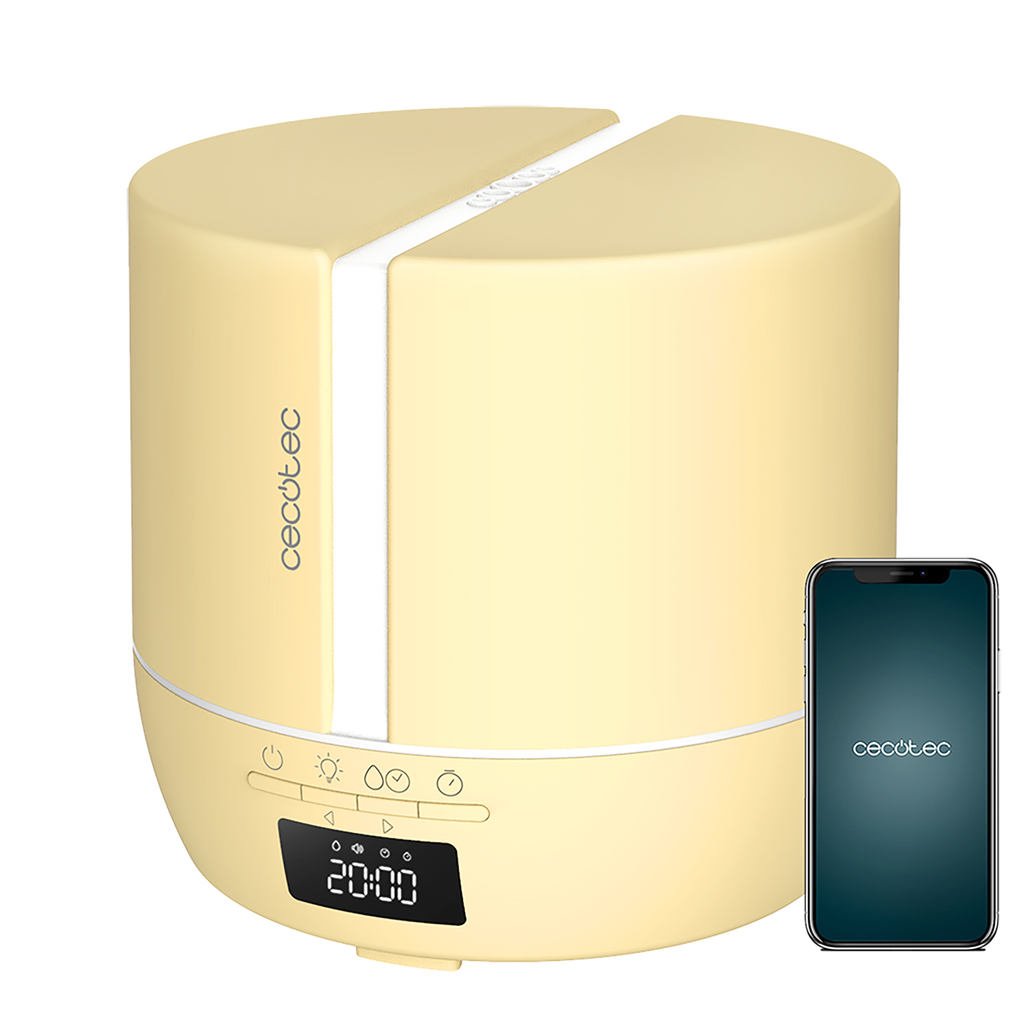 Cecotec Difusor de aromas PureAroma 550 Connected SunLight. Capacidad 500ml, Pantalla LED, Altavoz, Control por bluetooth, App