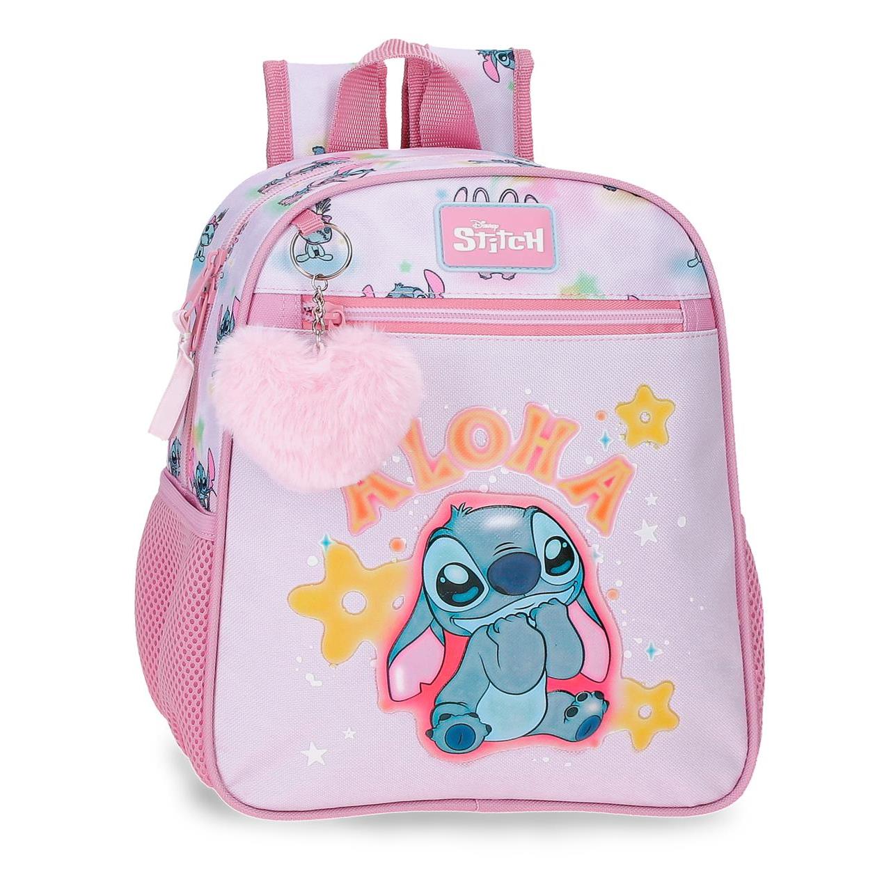Mochila escolar adaptable a carro Stitch You & Me 23x28x10cm Malva