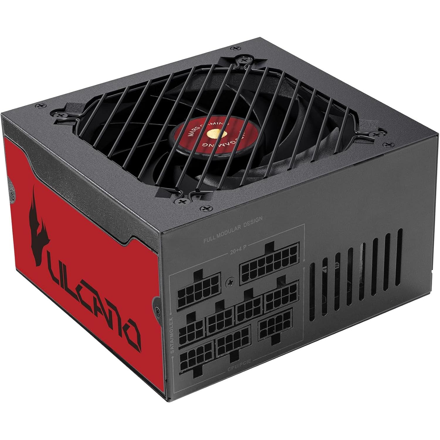 Mars Gaming MPVU750SIM, Fuente Alimentación Modular ATX 750W, 10 Años Garantía, 80 Plus Silver +87%, Ventilador FDB 14cm, Tecnologías AI2-RPM y DC-DC, Condensadores Japoneses Toshin Kyogo 105°, Rojo