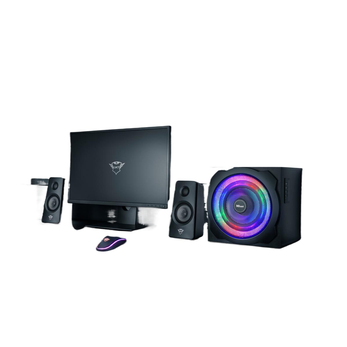 Trust Gaming GXT 629 Tytan Altavoces PC Gaming 2.1 con Subwoofer, RGB, 120 W, Control Inalámbrico, Jack 3.5 Mm, Sistema de Altavoces para Ordenador, Portátil, Smartphone, Tablet - Negro
