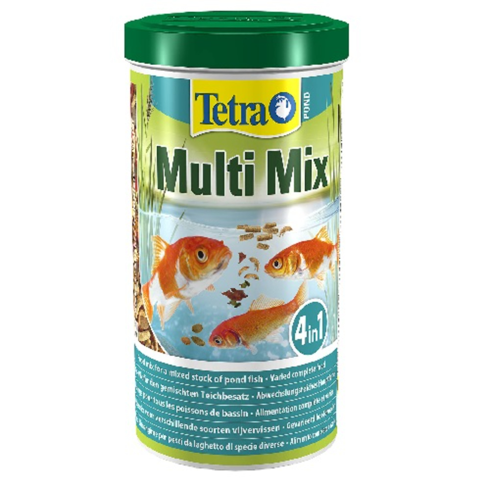 TETRA POND MULTIMIX, Alimento para Peces de Estanque (Escamas, Sticks, Tabletas y Gammarus), 1 L
