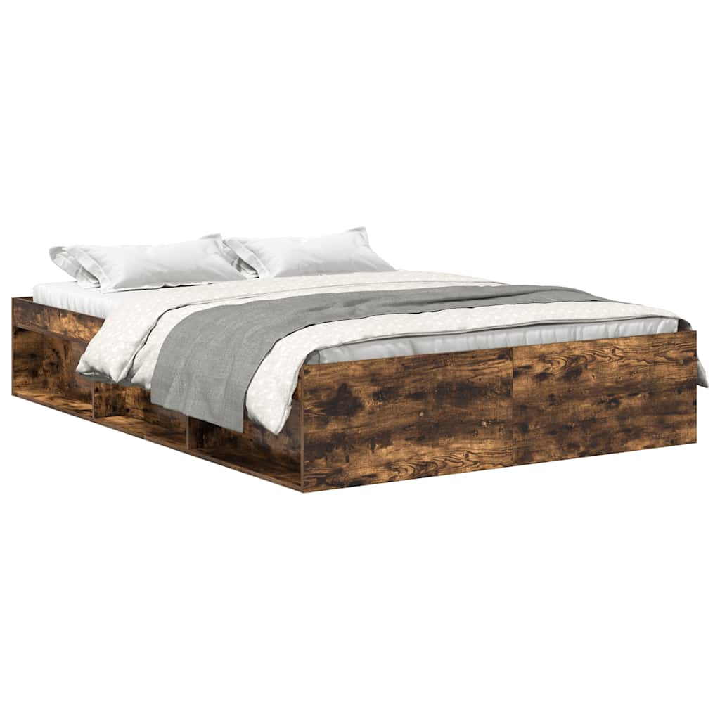 vidaXL Estructura de cama roble ahumado 140x190 cm