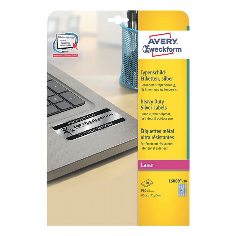 Avery - Etiquetas Alta Resistencia Plata - L6009-20 L6009-20