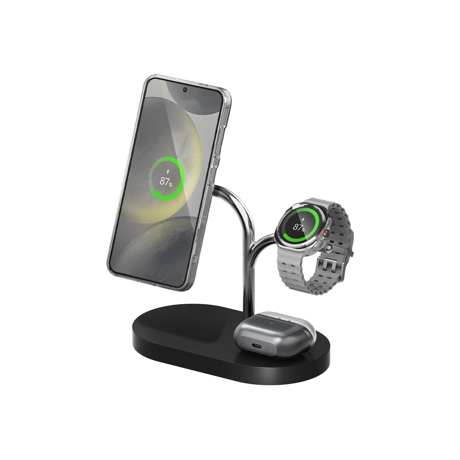 Samsung GP-PWU024WIABW cargador de dispositivo móvil Auriculares, Smartphone, Reloj inteligente Negro, Plata USB Cargador inalámbrico Interior