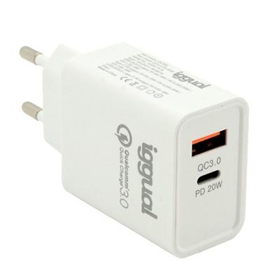 Iggual dual usb charger quickcharge 3.0 type-c pd 20w