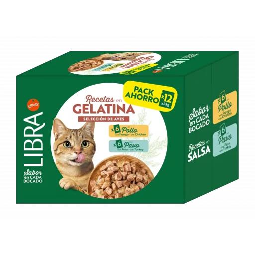 Libra Cat Comida Humeda en Gelatina de Pollo y Pavo para Gatos - 1.02 Kg