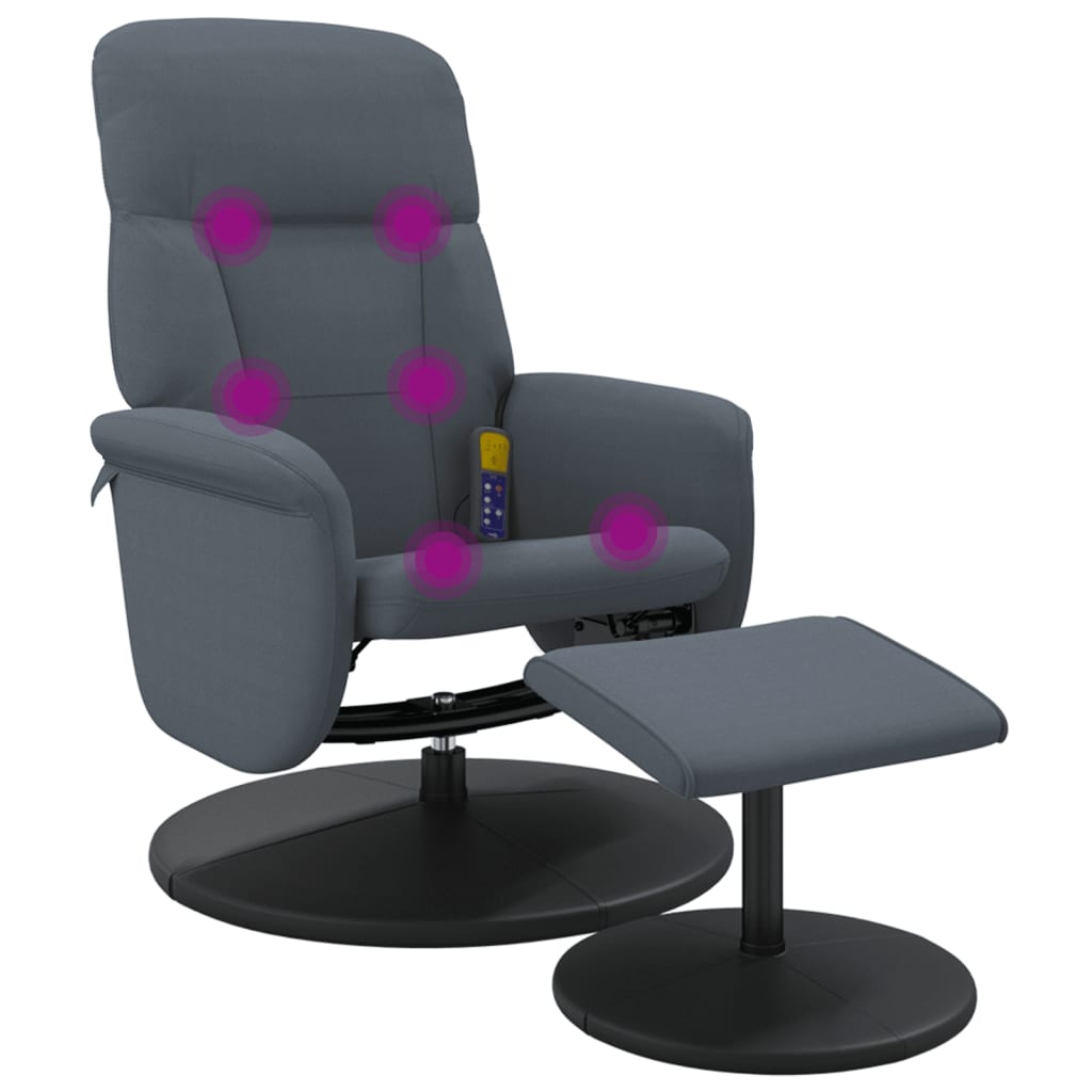 vidaXL Sillón reclinable masaje con reposapiés terciopelo gris oscuro